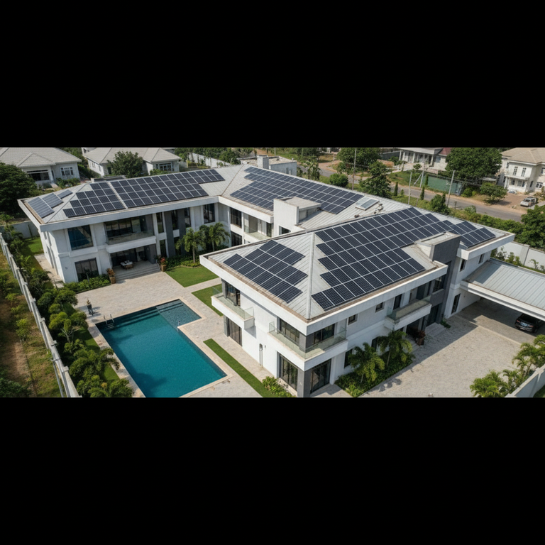 Professional solar panel installation on a modern Lagos terrace house by a top solar company.